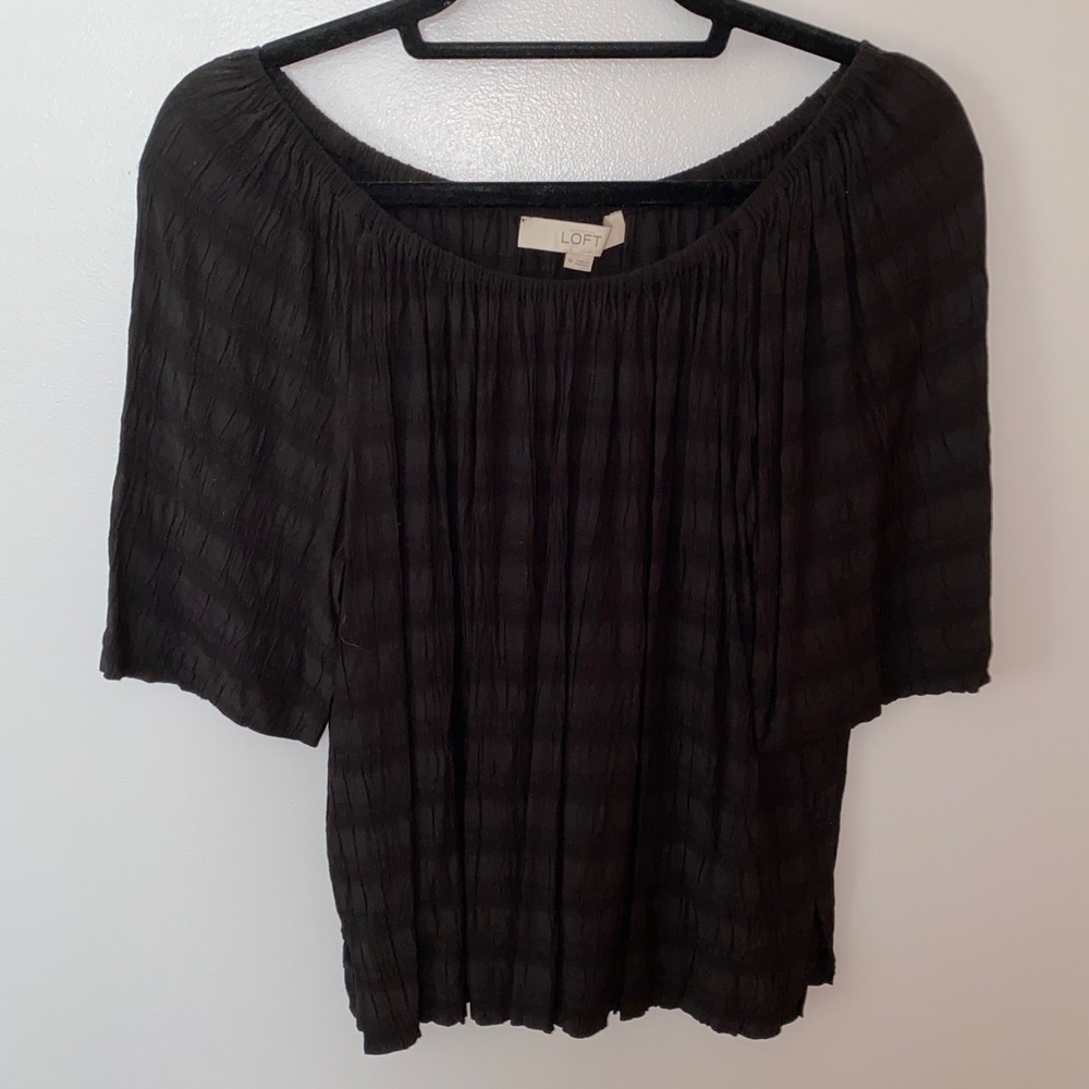 LOFT Black Striped Blouse medium never worn